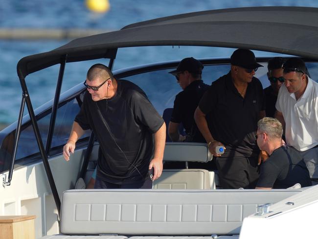 Michael Clarke was also spotted on-board the yacht, pictured far right. Picture: BACKGRID