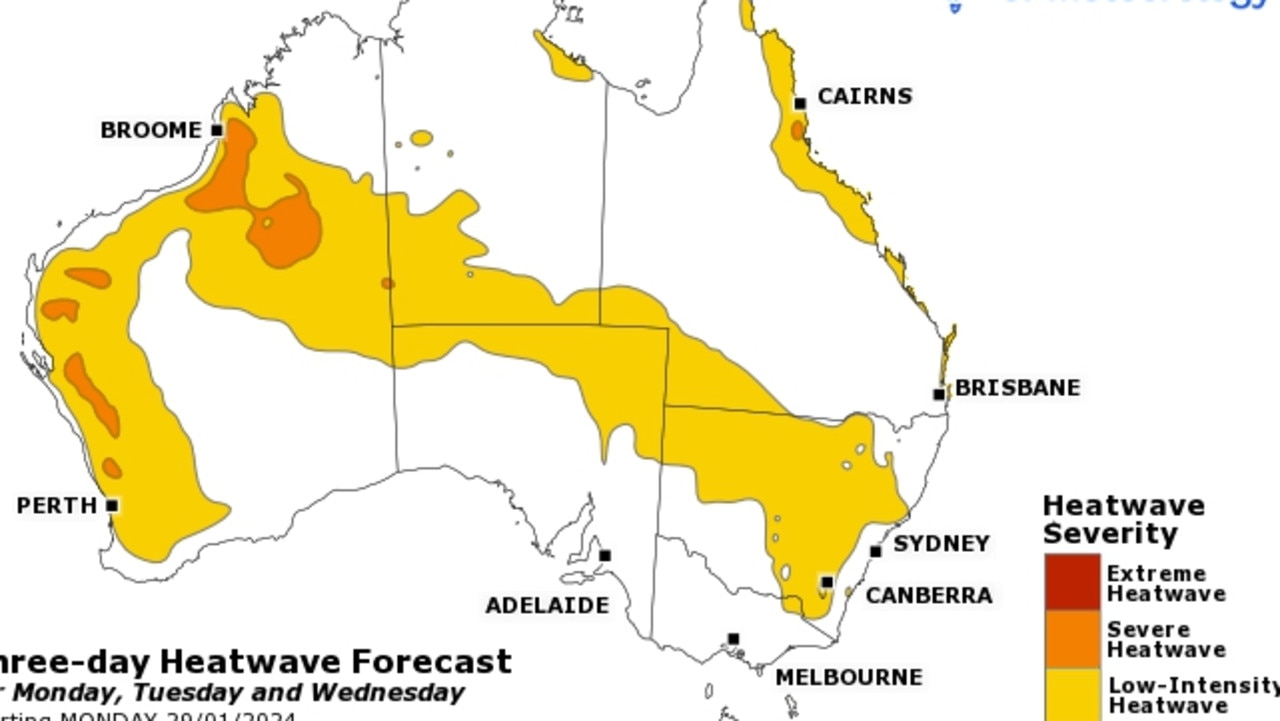 Although the weather will be relatively cool over Australia Day weekend, temperatures will start to rise again on Monday. Picture: Bureau of Meteorology