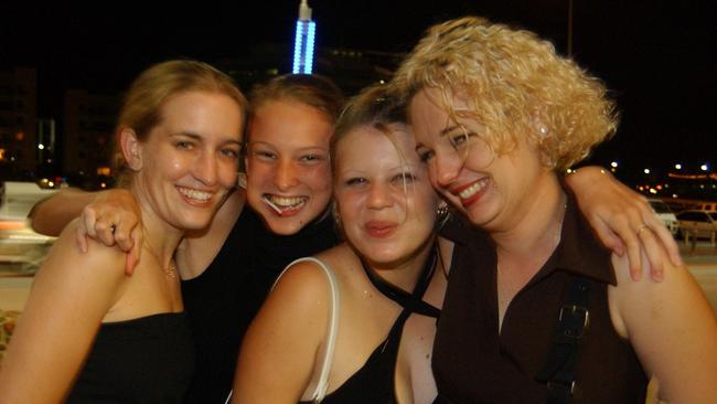 Tasma Birt, Jordan Peplow, Alicia Guy and Amanda Lee on Flinders Street East Pic Bryan Lynch AD395021
