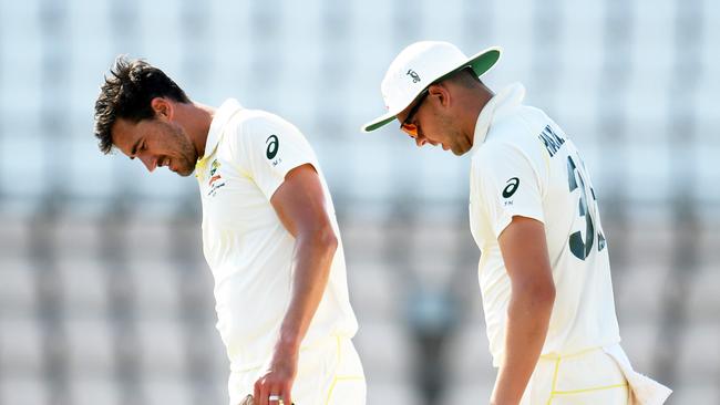 Reunited? Mitchell Starc (L) and Josh Hazlewood could once again spearhead the Aussie attack alongside Pat Cummins and Nathan Lyon. Picture: Getty