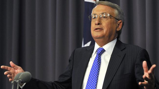 Former federal treasurer Wayne Swan speaking during a press conference in Canberra in 2012. Picture: Alan Porritt