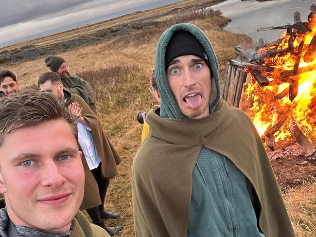 North Melbourne defender Charlie Comben enjoys a bushfire.