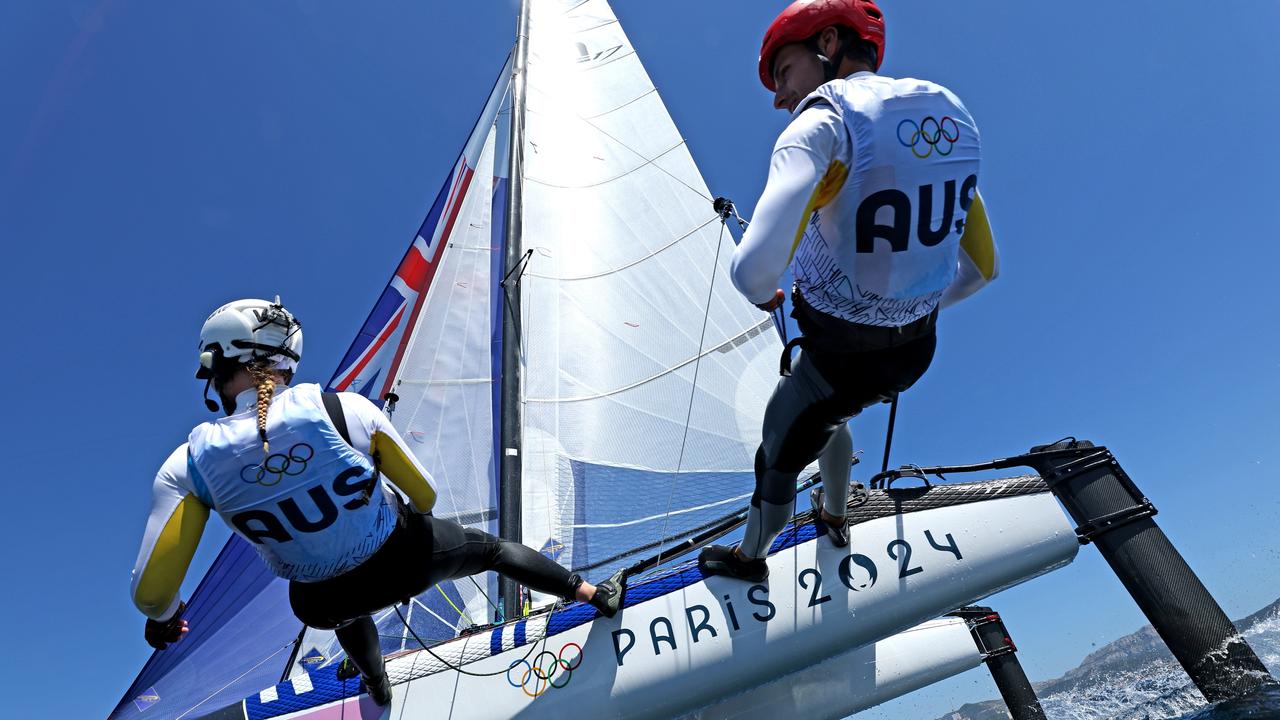 Rhiannan Brown and Brin Liddell started their Olympic campaign in the Nacra foiling class. Picture: Phil Walter/Getty Images