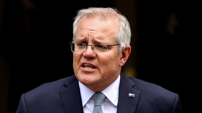 Australian Prime Minister Scott Morrison speaks during a media conference. Picture: Brendon Thorne/Getty Images