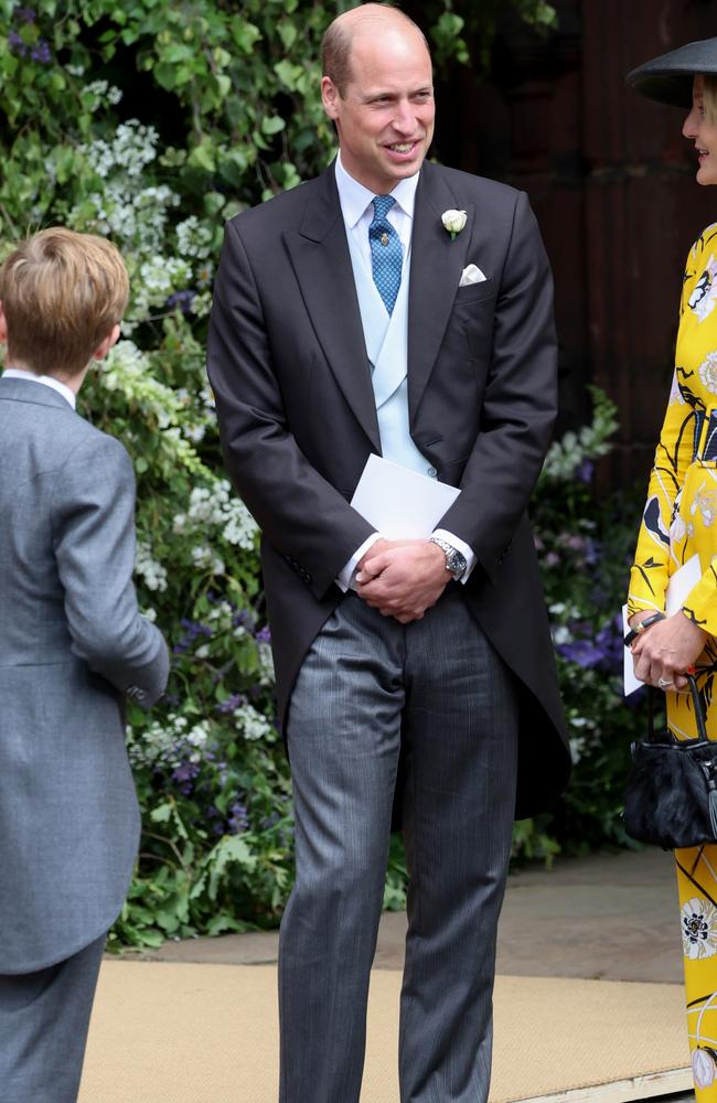William was all smiles after the wedding ceremony of Hugh Grosvenor and Olivia Henson outside Chester Cathedral. Picture: Chris Jackson/Getty Images