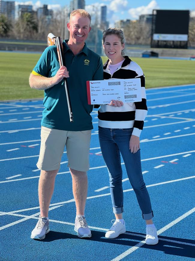 James Willett with wife Amy at the Olympic team announcement at the Victorian Institute of Sport.