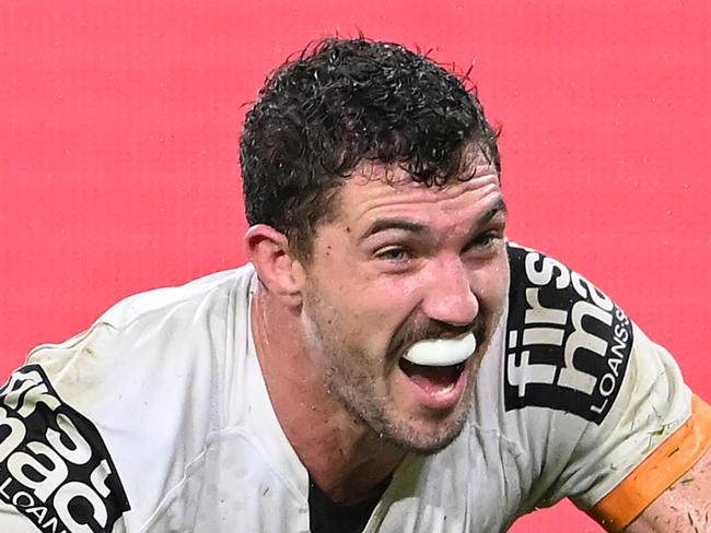 BRISBANE, AUSTRALIA - MAY 13: Corey Oates of the Broncos scores a try during the round 10 NRL match between the Manly Sea Eagles and the Brisbane Broncos at Suncorp Stadium, on May 13, 2022, in Brisbane, Australia. (Photo by Bradley Kanaris/Getty Images)