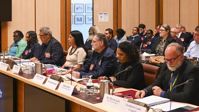 Representatives from the Anindilyakwa Land Council, Tiwi Land Council and Northern Land Council appear before Senate Estimates in October 2023. Picture: Martin Ollman/NewsWire