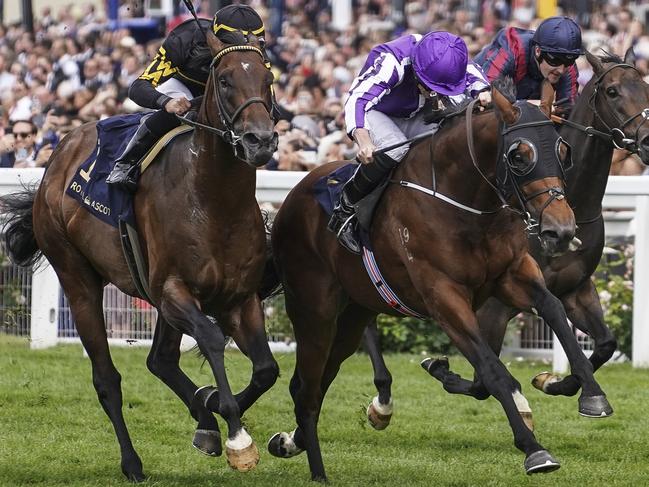 Merchant Navy (centre) wins the Diamond Jubilee Stakes at Royal Ascot this year. Picture: Getty Images