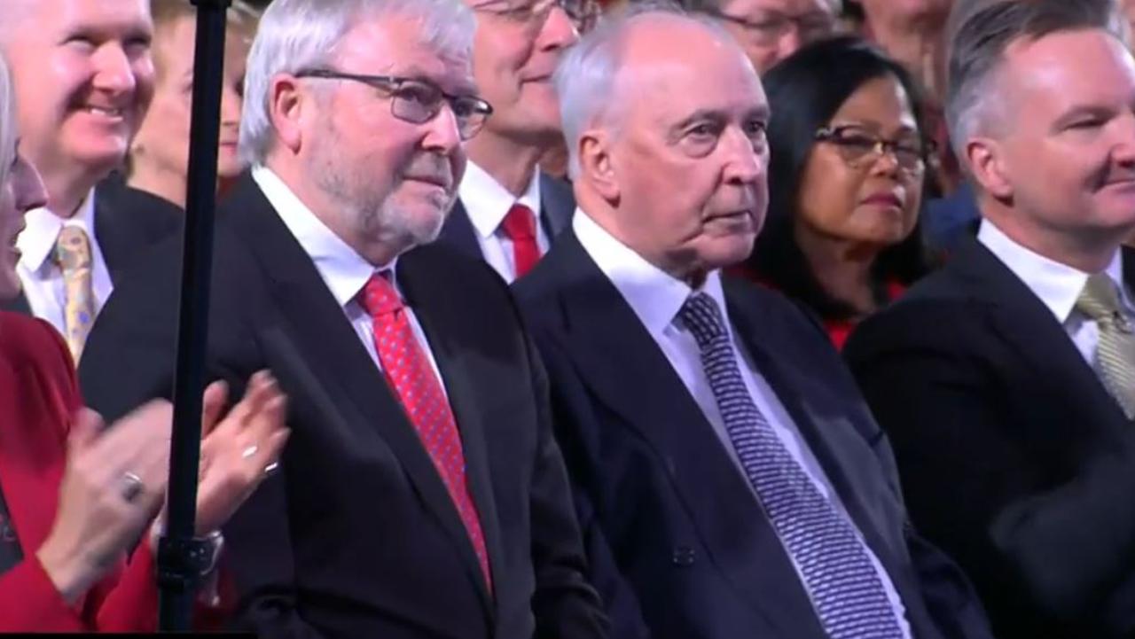 Kevin Rudd and Paul Keating at the campaign launch.