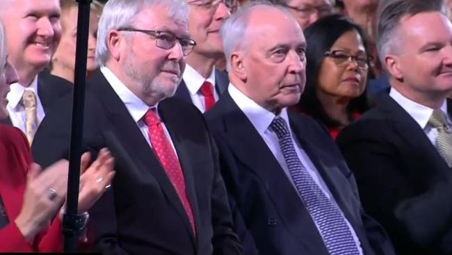 Kevin Rudd and Paul Keating at the campaign launch.