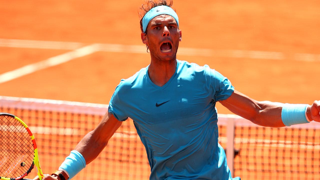 Rafael Nadal celebrates his quarter-final win on Thursday.