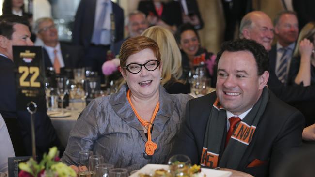 Foreign Minister Marise Payne with partner and NSW Jobs, Investment and Tourism Minister Stuart Ayres. Picture: Getty