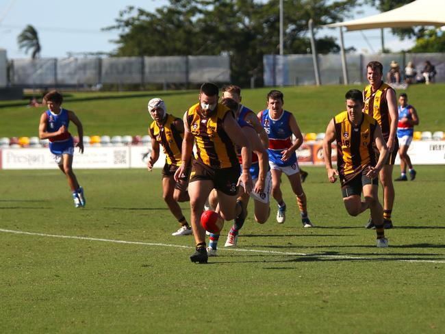 Pictured: Troy Barbero. Manunda Hawks v CTB Bulldogs. AFL Cairns 2024. Photo: Gyan-Reece Rocha