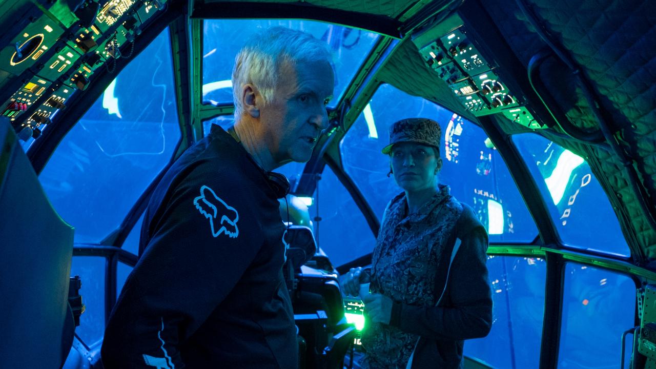 James Cameron on the set of the first of five planned Avatar sequels.