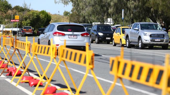 The council carpark on the Spit was closed over the weekend. Picture: Adam Head