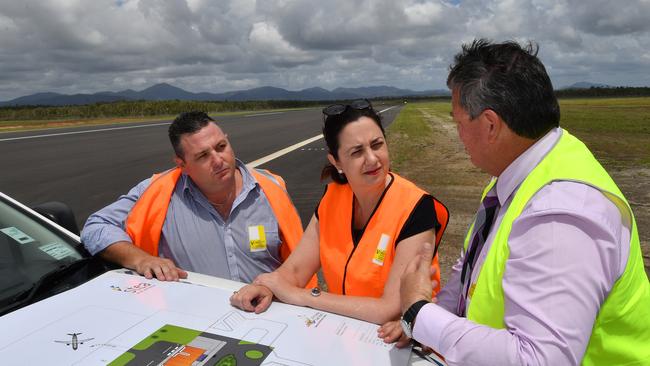 Annastacia Palaszczuk has promised to focus more on Queensland’s regions. Above, Tourism Whitsundays CEO Craig Turner, the Premier and Whitsunday Regional Council Mayor Andrew Willcox.