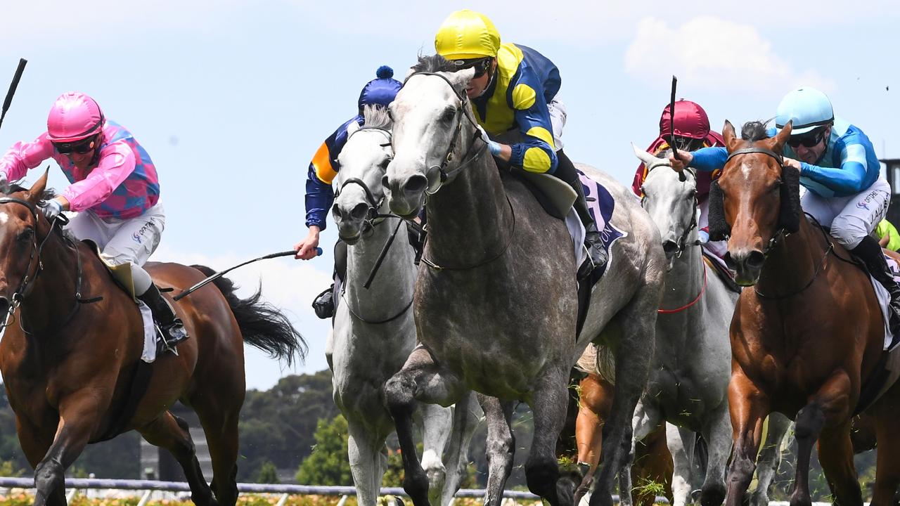 Lighthouse (USA) ridden by Jye McNeil wins the Chester Manifold Stakes.