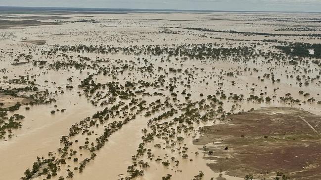 Floodwaters near Birdsville. Picture: Trevor Wright