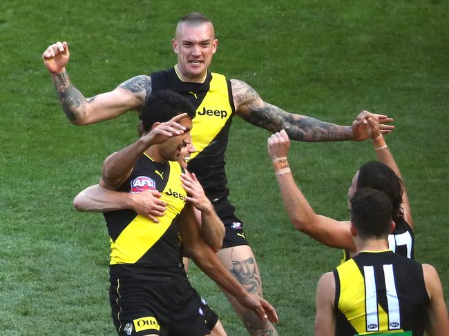 Dustin Martin goes to hug Marlion Pickett.