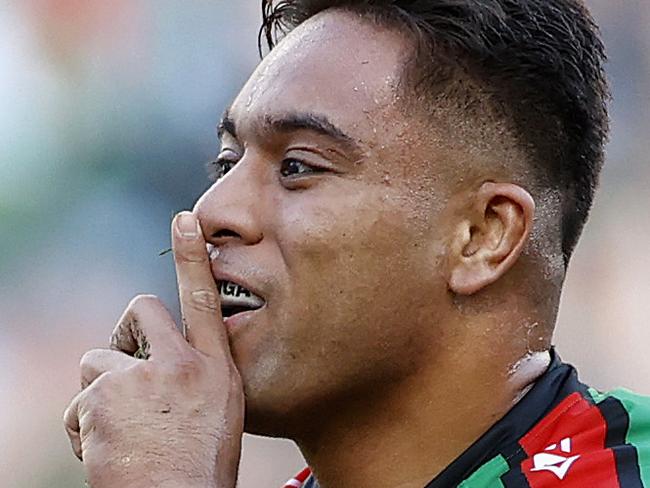 Rabbitoh's Tevita Tatola scores during the NRL Elimination Final match between the South Sydney Rabbitohs and Newcastle Knights at ANZ Stadium. Picture. Phil Hillyard