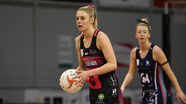 Charlotte Veart in action for Tango during round nine of the Netball SA Premier League. The centre has been one of her side’s best as it sits third on the ladder after 11 rounds. Picture: Netball SA