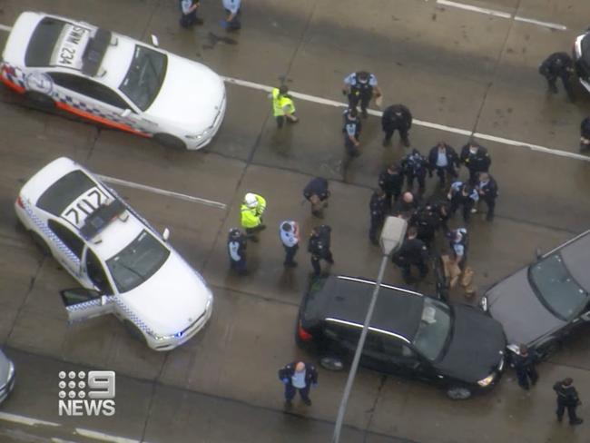 *****MUST CREDIT 9 NEWS ****Three arrested after carjacking, pursuit across Sydney., A police operation after two cars were stolen at knifepoint has been resolved with the arrest of three men in Guildford., Officers from Burwood Police area Command were called to Montrose Road at Abbotsford, about 12.45pm (Saturday 10 July 2021), after reports of a carjacking., Police were told a woman was forced out of her Toyota Corolla by two men, one of whom was armed with a machete. The woman was shaken but uninjured., A pursuit of the vehicle was initiated but was terminated due to dangerous driving., About 15 minutes later, officers from Cumberland Police Area Command were called to Palmer Street at Guildford West after reports an SUV had been carjacked., Police have been told a young family were in their black BMW SUV when they were approached by several men, one of whom was armed with a machete. They were told to leave the vehicle and it was driven from the scene., , The police airwing, PolAir was called to assist and followed the SUV for more than three hours as it was driven west to the Blue Mountains then returned to the Fairfield and Liverpool area, then Homebush before hitting another vehicle at the intersection of the Cumberland Highway and M4 at Guildford., , Police arrested three men travelling in the SUV and they’ve been taken to Granville Police Station.