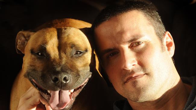 Dog behaviour expert Nathan Williams with one of his dogs Nugget. Picture: Supplied