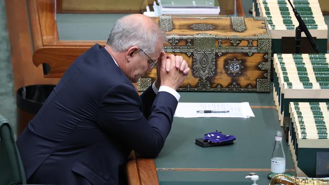 Prime Minister Scott Morrison during Question Time yesterday. Picture: NCA NewsWire / Gary Ramage