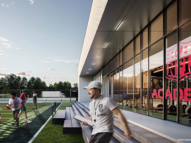 Artist impression of the new NFL Academy that will be based at A.B. Paterson College on the Gold Coast. Picture: Supplied by the NFL.