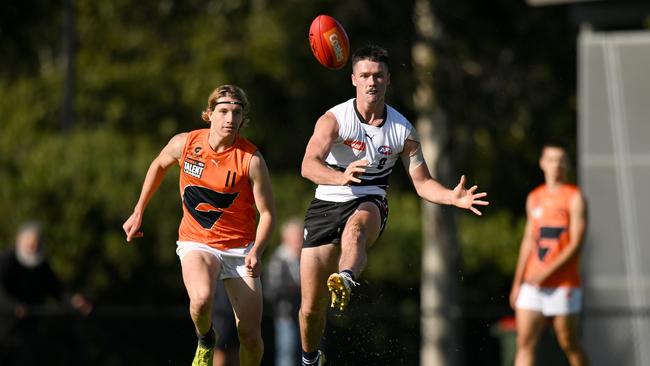 Parker Heatley gets a kick away for the Northern Knights in their win over the GWS Academy side. Picture: Getty Images