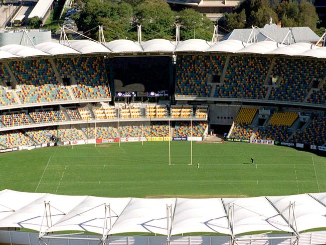 Aerial view of Gabba cricket ground in Brisbane, Queensland 25 Jul 2002.  stadium  football oval  /Stadiums