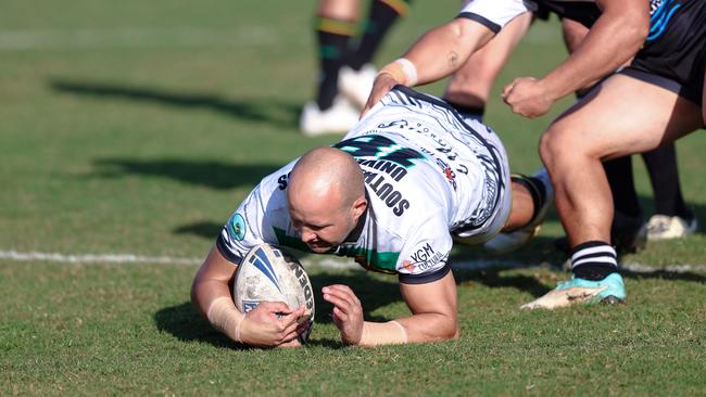 Tyrone Roberts dives over for a try. Picture: DC Sports Photography