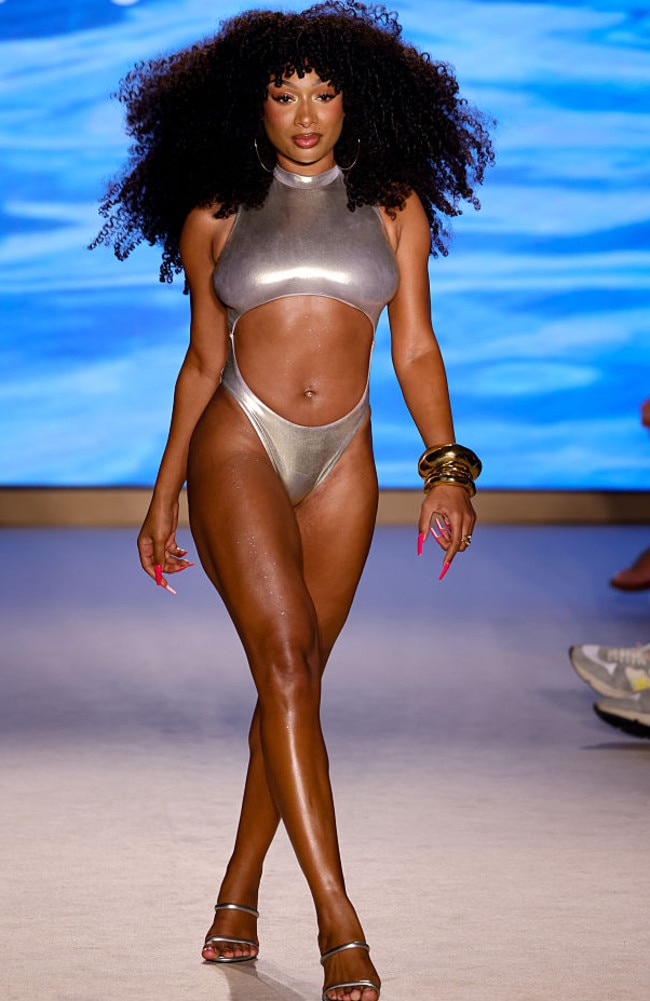 Megan Thee Stallion also took to the runway to launch her own brand, Hot Girl Summer Swimwear By Megan Thee Stallion. Picture: Getty