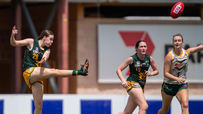 Caitlin Sargent in the PINT vs St Mary's 2023-24 NTFL women's major semifinal. Picture: Pema Tamang Pakhrin