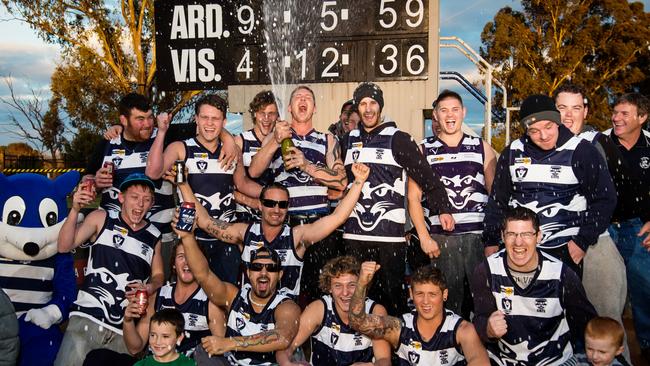 The Ardmona Football Club celebrating a rare win.