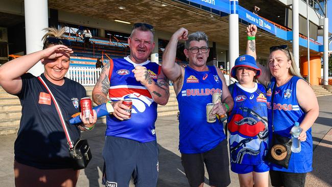 Sheena Dolan, Dough Cornwell, Thomas Jones, David Jones and Maria Mehandzija at the Gold Coast Suns match vs Western Bulldogs at TIO Stadium. Pic: Pema Tamang Pakhrin