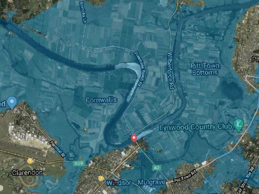 Possible extent of flooding around Windsor. Picture: Big Data Earth.