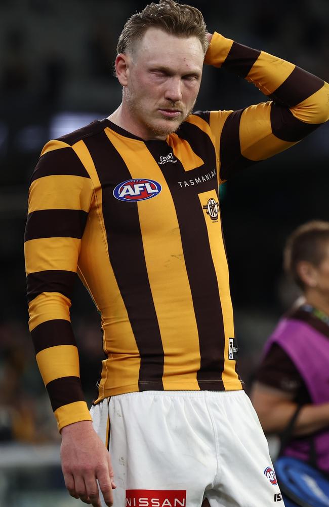 Hawthorn captain James Sicily has succumbed to injury at the worst possible time for the Hawks. Picture: James Wiltshire/AFL Photos via Getty Images
