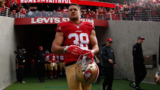 Jarryd Hayne walks onto the field for the San Francisco 49ers.