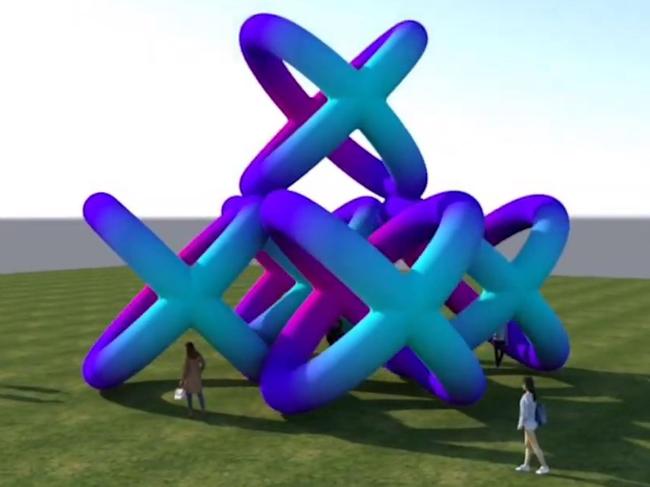 Looped inflatable installation by Cyril Lancelin for RCC at Victoria Square. Video still supplied