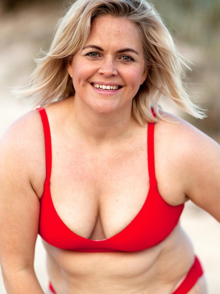 Taryn Brumfitt looking fabulous in a red bikni. Source: Body Image Movement