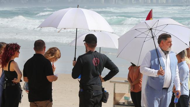 The production took over the beach at Burleigh Heads. Picture Glenn Hampson