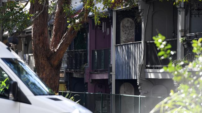 Police outside the scene. Picture: Tracey Nearmy