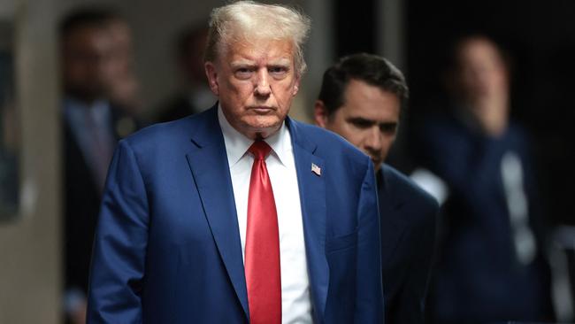 Former US president Donald Trump outside court on Monday. Picture: AFP