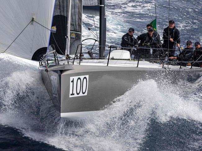 This handout photograph taken on December 27, 2022 and released by Rolex shows yacht Caro heading towards Hobart during the 2022 Sydney to Hobart yacht race. (Photo by Andrea Francolini / ROLEX / AFP) / --- RESTRICTED TO EDITORIAL USE - MANDATORY CREDIT "AFP PHOTO / ROLEX/ ANDREA FRANCOLINI" - NO MARKETING NO ADVERTISING CAMPAIGNS - DISTRIBUTED AS A SERVICE TO CLIENTS ---