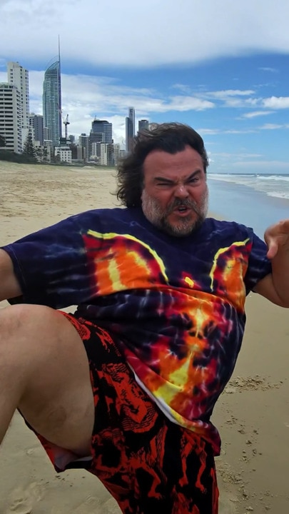 Jack Black jostles with Gold Coast paparazzi