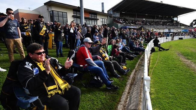 The crowd for the round 14 SANFL match between the Glenelg and the Adelaide Crows, which the home side won by two points. Picture: Mark Brake/Getty Images