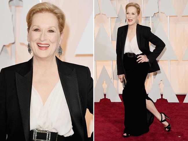 Meryl Streep at the Oscars 2015 red carpet. Picture: Getty