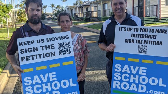 Rochedale school parents Andrew and Lesley Hall, with Brisbane Gateway Park manager Russell Holland. Picture: Alex Treacy